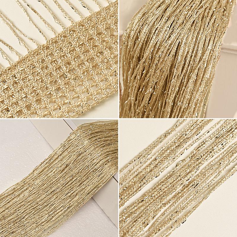 Glitter Curtains Tassel Curtains Hanging Door Curtain Encryption Partition Decoration Curtain for Door Living Room Bedroom