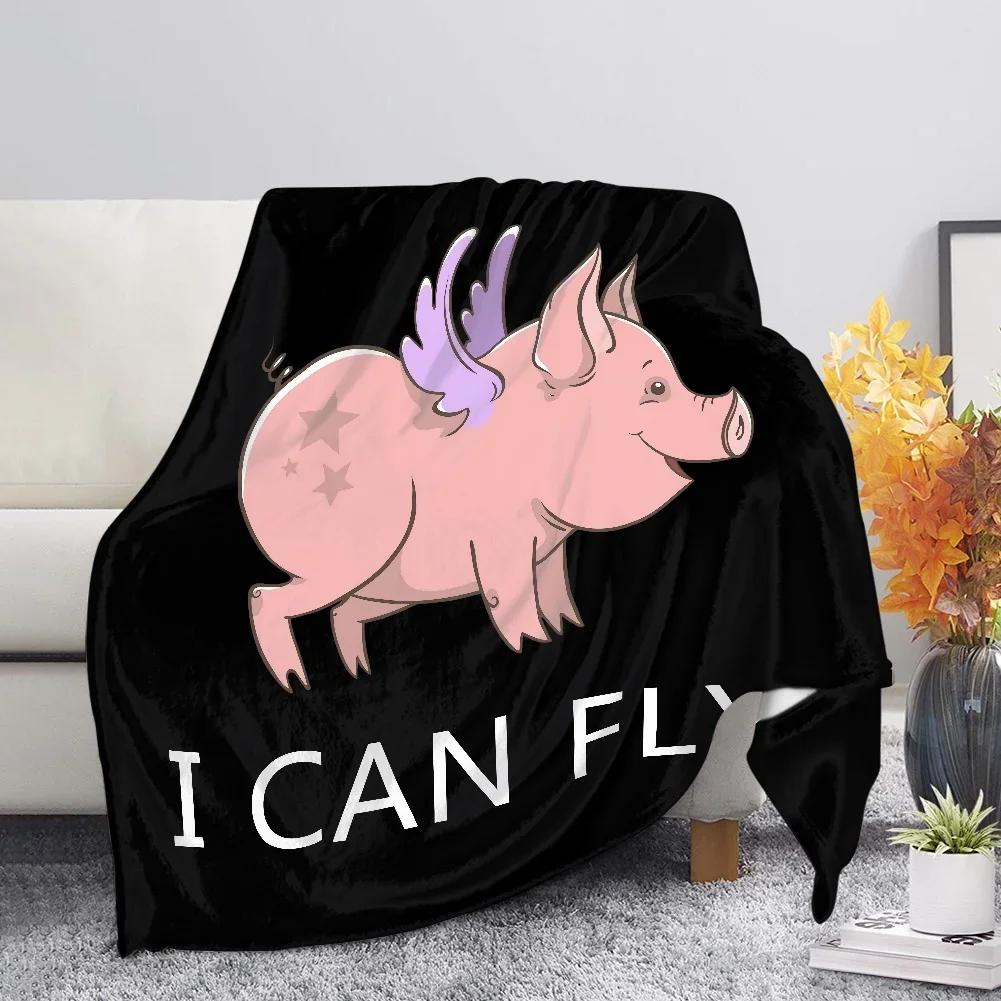 Cute Pig Pink Fleece Blanket Soft Warm Bedroom Throw Blanket On Bed Sofa Bedding Travel Sherpa Blankets for Adult Kids Quilt