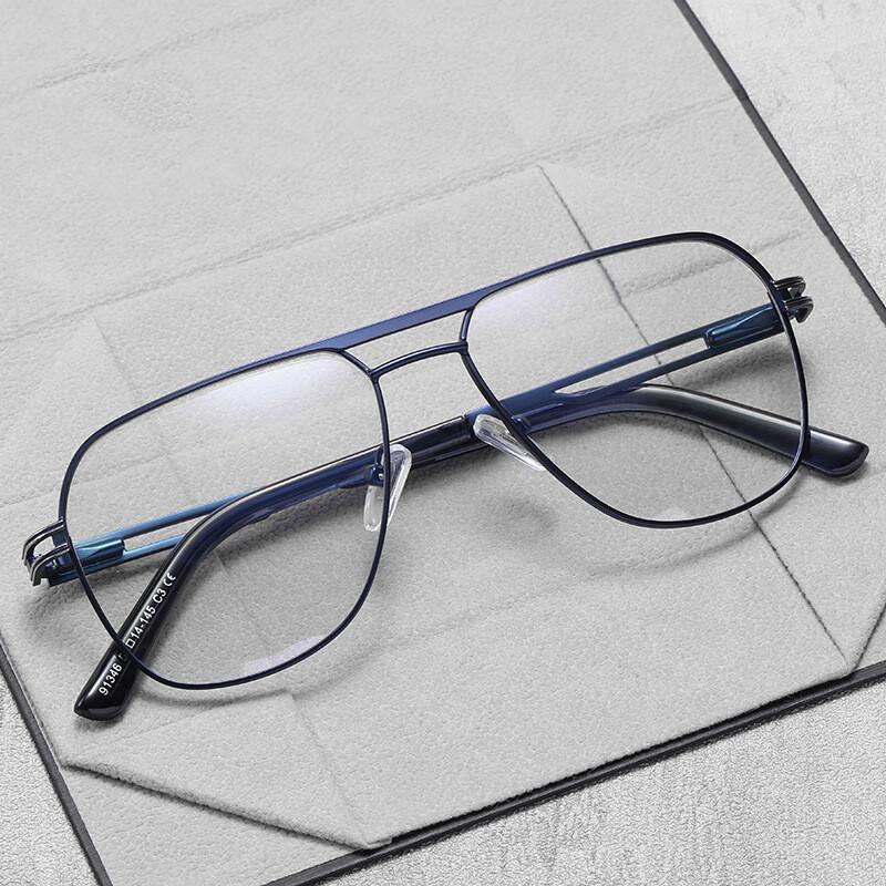 Anti Blue Light Myopia Pilot Glasses Men Metal Frame Blue Light Blocking Oval Prescription Eyewear Minus Diopter