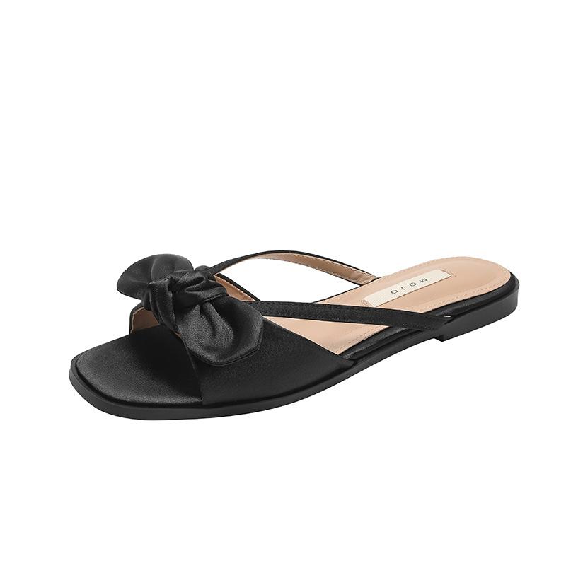 Lauko šlepetės moteriškos vasarinės naujos patogios kasdienės su banteliu plokščiapadės sandalai