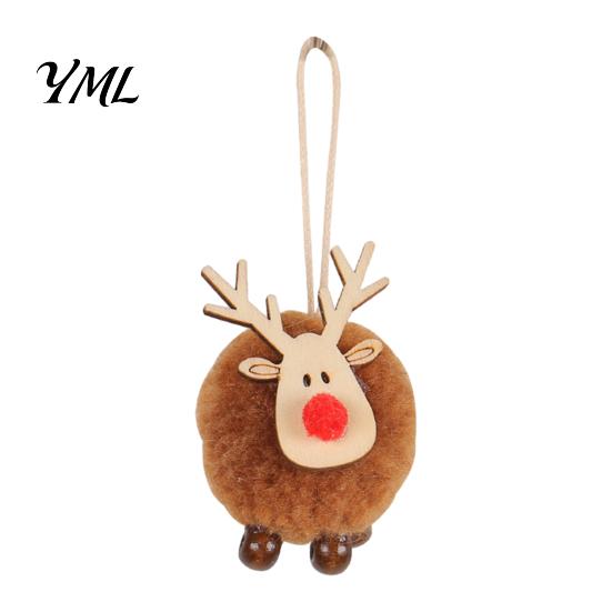 Winter Wonderland Party Supplies Christmas Felt Elk Hanging Ornaments, Cute Fuzzy Pom Reindeer Unique Ornaments for Door Handles Pendant, Holiday