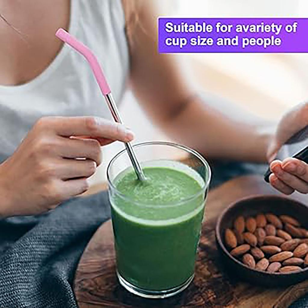 6Pcs Metal Straw Silicone Tips IN Wide(8mm Outer Diameter) Food Grade Rubber Straw Covers Elbow Straw Replacement Tip For Stainless Steel