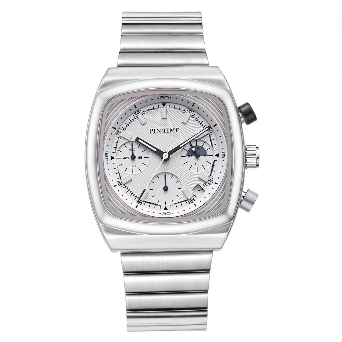 Square Men S Watch Multifunctional Six-Pin Chronograph Calendar Steel Belt Waterproof Quartz Watch