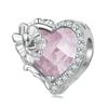 WOSTU Real 925 Sterling Silver Birthstone Beads Multi Color Crystal Zircon Heart Shape Flower Charms for Women Birthday Gift