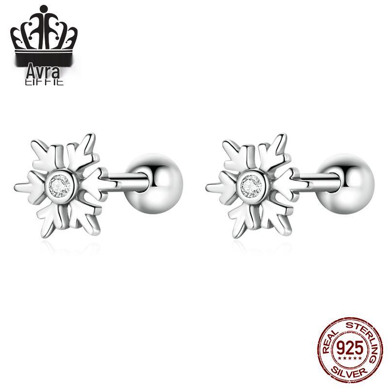 

Серьги-пусеты Everly Snowflake из стерлингового серебра S925 с цирконом для женщин - Простые серьги-украшения с дизайном рождественской погоды (BSE529) Sterling Silver 925