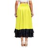 Ladies Spanish Dance Skirt Flamenco Style Ruffled Trim Irregular Hem Satin Elastic Waist Big Swing Skirt