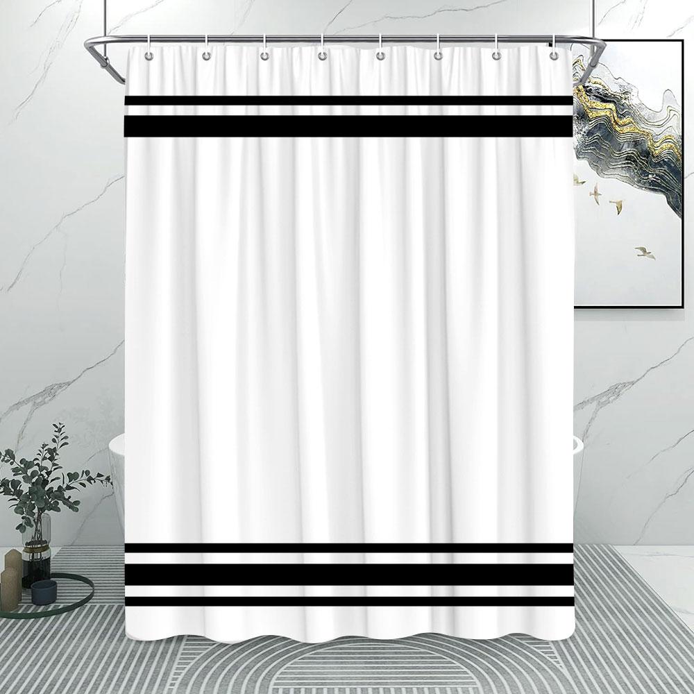 Tenda da Doccia alla Moda a Righe Grigie Motivo a Linee Semplici Moderne Casa Poliestere Stampato Tende da Doccia Arredamento Bagno Con Ganci