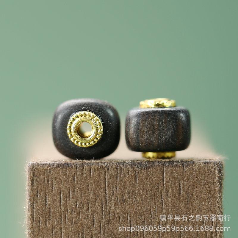 Ebony Wood Barrel Beads 9x8mm with 1.5mm Hole - DIY Hairpin Accessories, Tibetan Retro Style A108 A108