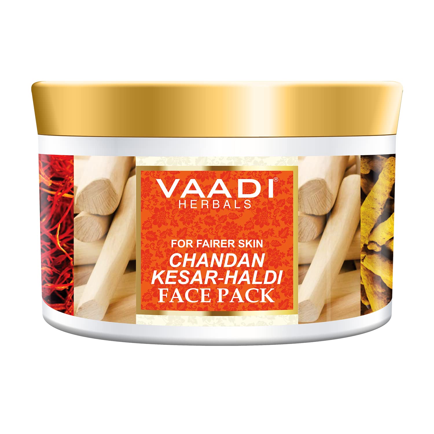 

Vaadi Herbals Face Pack Chandan Kesar Haldi 600g Skin Brightening Glow Treatment Pack