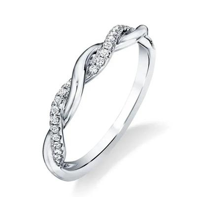 Huitan Minimalistischer Schlichter Twist Fingerring Band Mikro Gepflastert Mode Wickelmuster Verlobungsring Für Mädchen