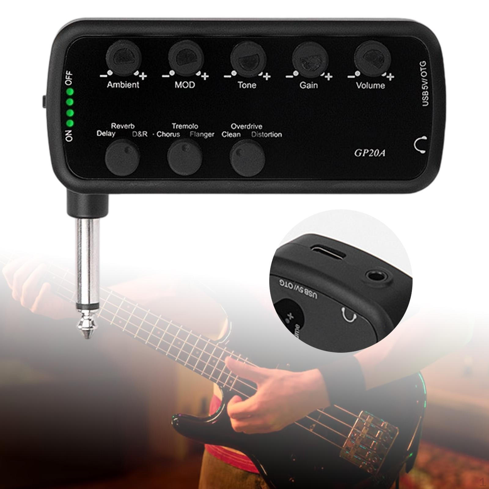 

Усилитель для наушников для электрогитары, перезаряжаемый через USB, аксессуары для инструментов, маленький, подключи и играй для