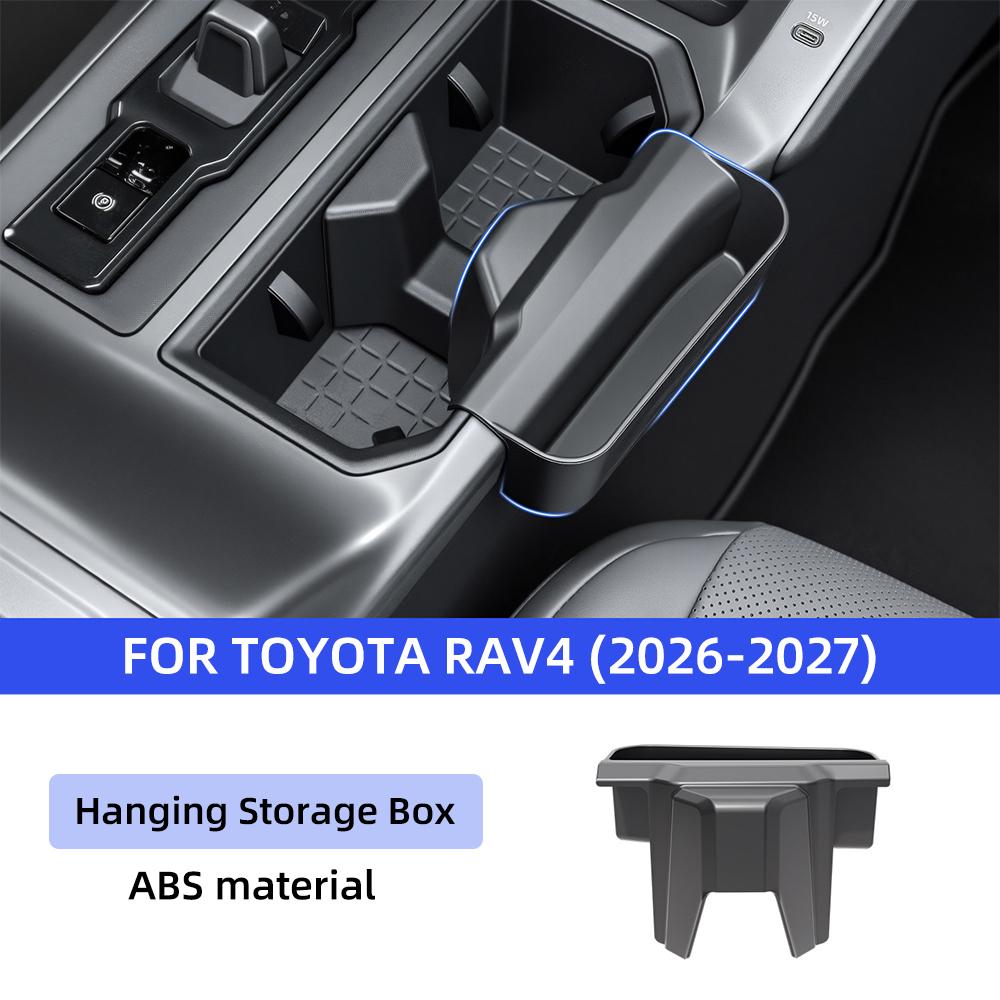 Premium ABS Hanging Drink Holder Bin For Toyota RAV4 2026-2027 Center Console Organizer Tray Car Interior Accessories Kit