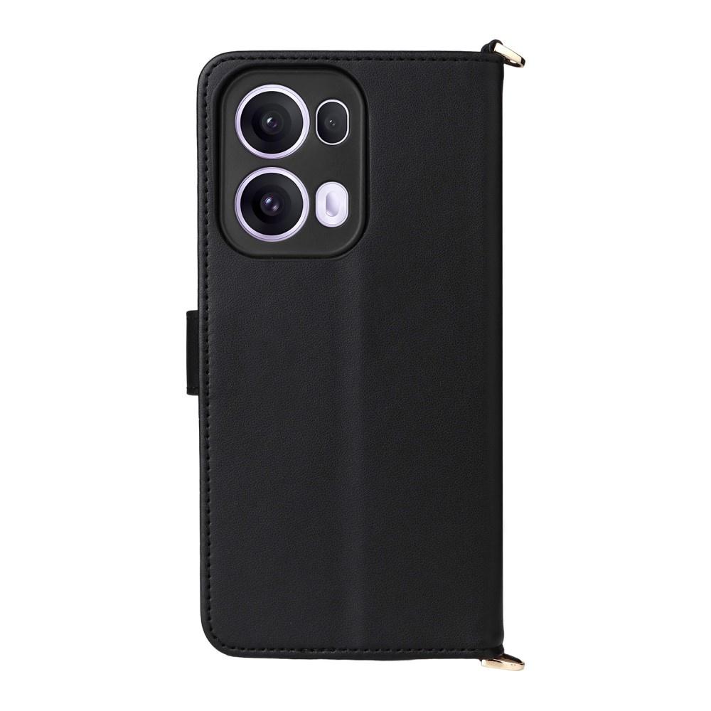 Oppo Reno 13 Pro 5G Flip Case, Crossbody Leather Wallet, Black