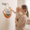 Kids Bedroom Decorations Boho Rainbow Sun Welcome Door Sign, Wall Hanging Plaque Sign Playroom Art with Inspirational Quote, Colorful Hanger