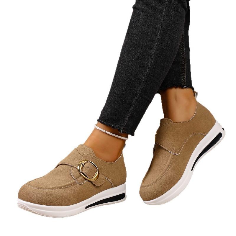 New Casual Round-toed Flat Wedge Heel Women's Shoes with A Shallow Opening and Large Size for Women