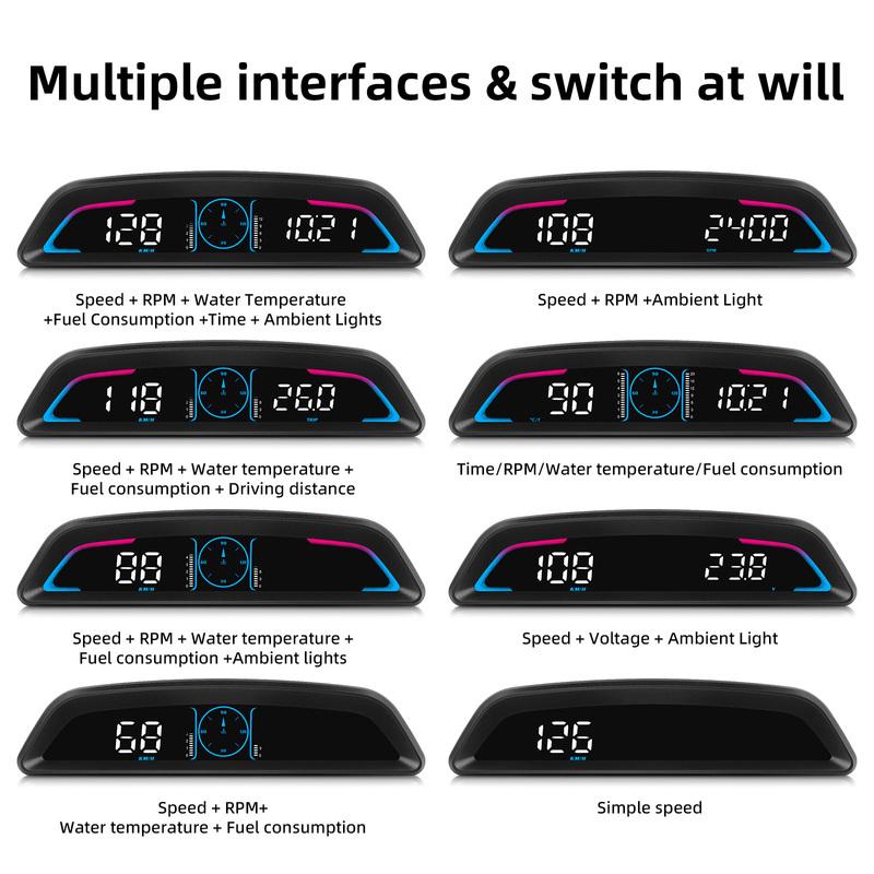 Smart Digital Meter HUD B3 Obd2 Display Multifunction Speedometer Tachometer RPM Water Temp Volt Fuel Consumption Security Alarm