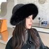 Hats for Women's New Winter Imitation Fur Plush Hat Warm Solid Color Mongolian Hat High-end Feel To Show The Face Small Basin Hat Trendy