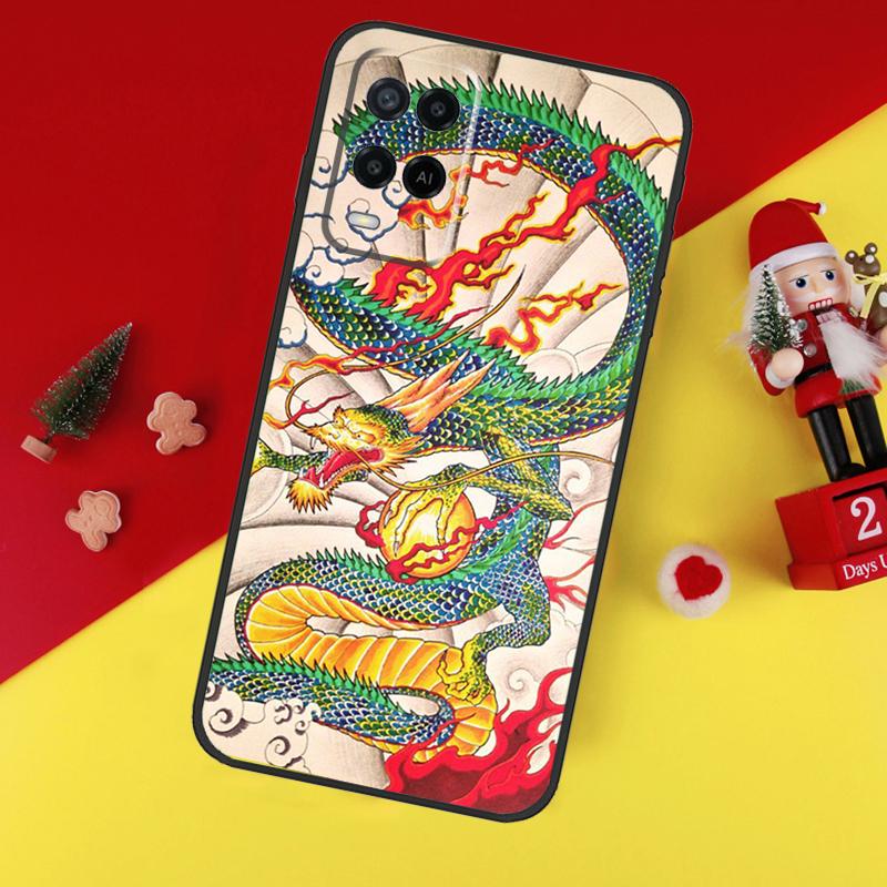 Japanese Dragon Style Case For Oppo A5 A6 Pro A15 A57 A17 A54 A74 A94 A76 A16 A96 A40 A60 A80 A18 A38 A58 A78 A98