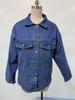 Womens Oversized Denim Jacket - Long Sleeve Button-Up Fashion Outerwear for Autumn