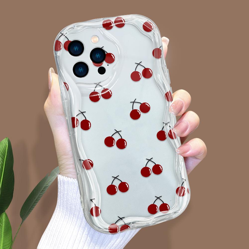 Cartoon Pattern Cream Texture Casing Wavy Edge Soft Silicone Cover Phone Case for IPhone Samsung Huawei Honor Xiaomi Redmi Infinix Tecno