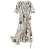 [Mint Manbo] Spring/Summer V-neck Printed Lace for Skinny Silk Dress, Mulberry Silk Style Long Dress for Women