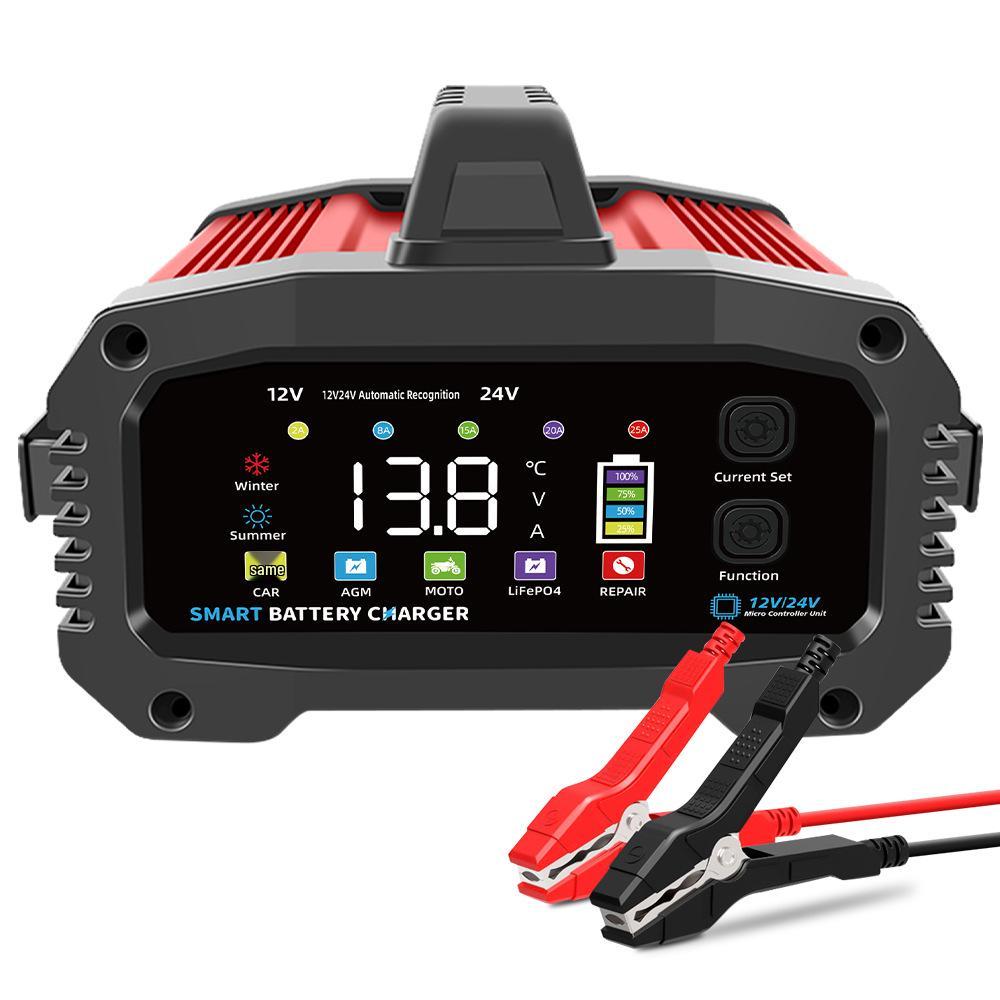 High Power 25A Smart 12V/24V Car Motorcycle Battery Charger