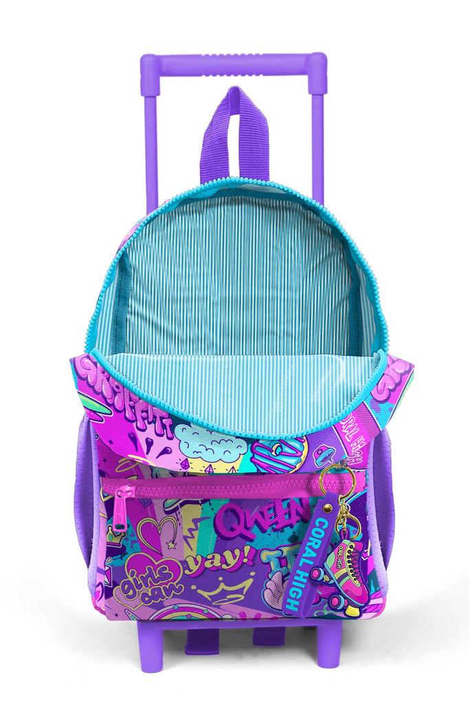 Minik Yuva Cestovní batoh s kolečky s graffiti vzorem, dvoukomorový 24060