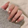 24Pcs Goose Yellow Cream Flower French Acrylic Press On Nails Full Coverage Removable False Nail Art Tips