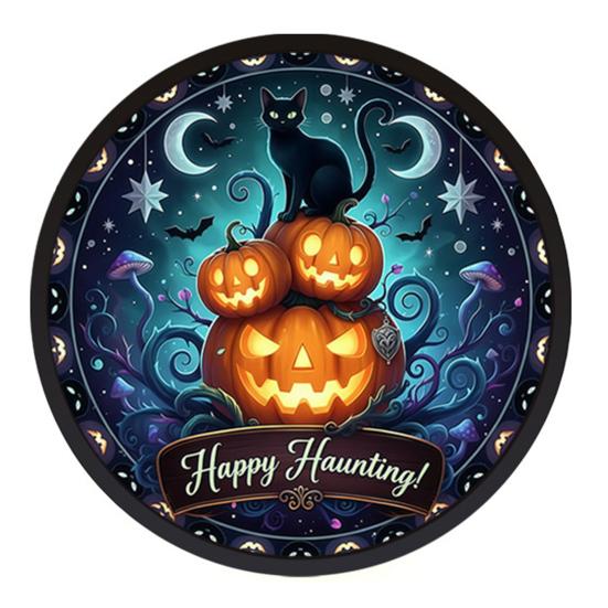 Festive Halloween Decorations LED Glowing Hanging Decor, Acrylic Window Ornament with Light, Spooky Ambiance Sign for Door Wall Haunted House,