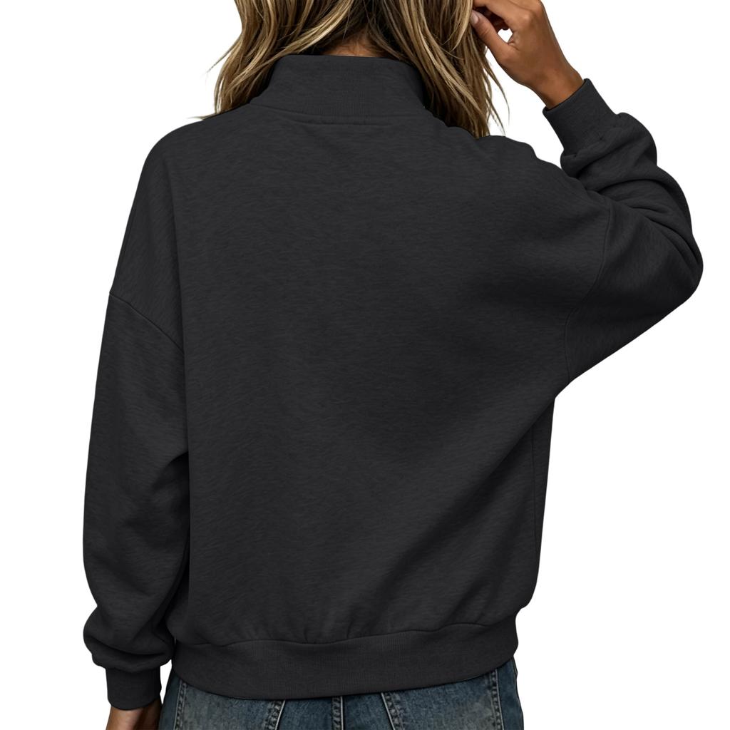 Women's Color Turtleneck Loose Fit Long Sleeve Sweatshirt for Casual Wear