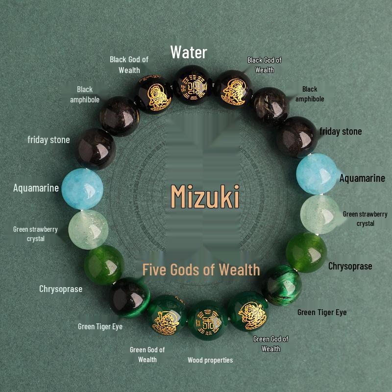Auspicious Multi-Treasure Crystal Bracelet: Five Paths to Wealth with Wood & Fire Attributes