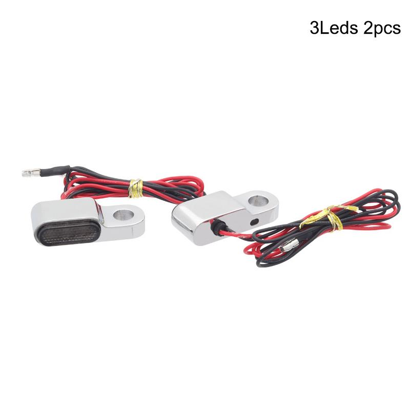 2Pcs Motorcycle LED Mini Turn Signals 12V Aluminum Moto Scooter Handlebar Indicators Lights Blinker Amber Flasher Taillight