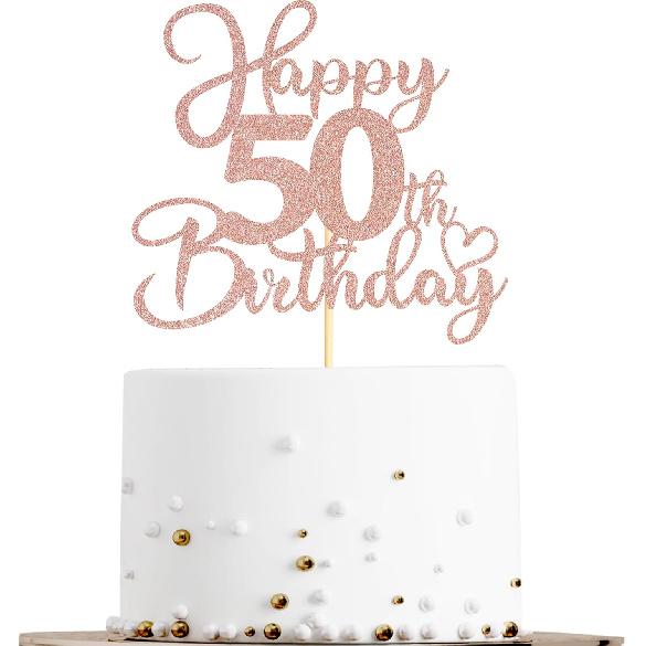 Sotpot 1 Pack 18th Birthday Cake Topper Double-sided Rose Gold Glitter Cake Pick Cake Decoration for Happy 18th Birthday Anniversary Party