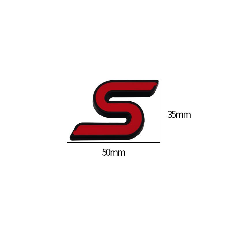 RGFU9 Car Accessories Metal S Grille Emblem Rear Trunk Body Badge Sticker For Ford ST LINE Focus Fiesta Ecosport Kuga Mondeo Everest