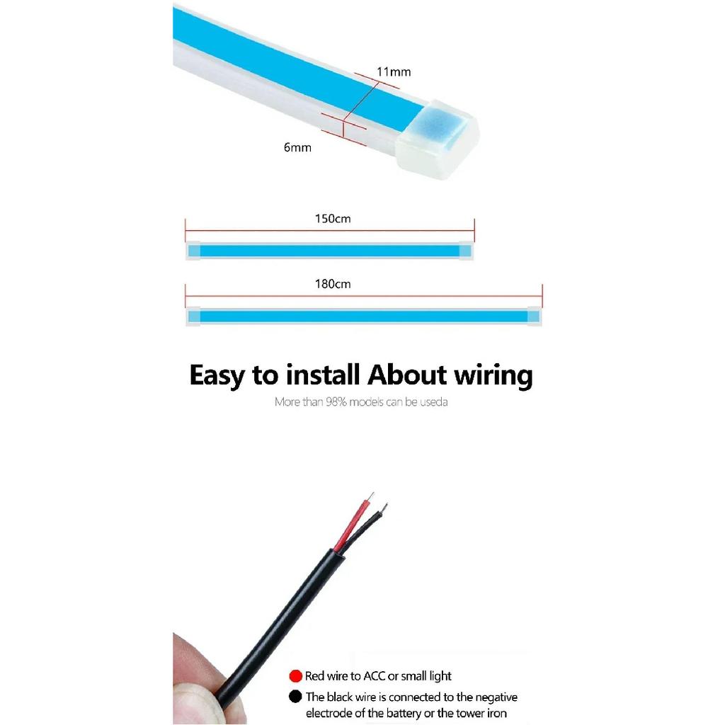 Led Car Hood Lights Universal Headlight Strip Fix Cuttable Car Decorative Atmosphere Lamps DRL Auto Daytime Running Lights Neon Lights 4