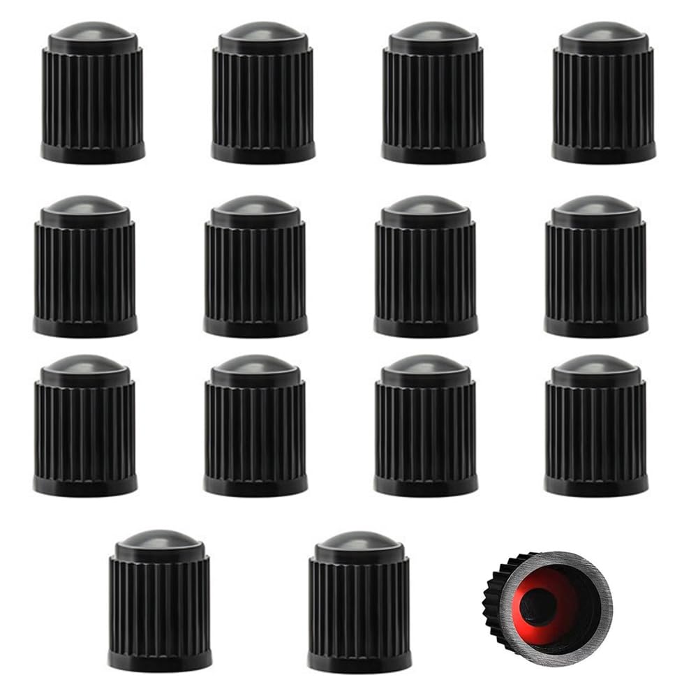

Колпачки для воздушных клапанов 15 шт. Колпачки для вентилей шин с резиновыми уплотнительными кольцами Автомобильный воздушный чёрный