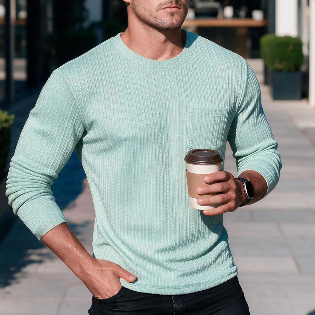 Men's Cable Knit Long Sleeve Pullover Sweater In Color for Everyday