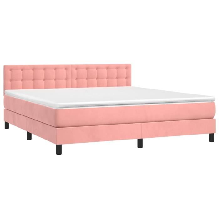 3141556 vidaXL Divan Bed with Mattress Pink 160x200 Cm Velvet