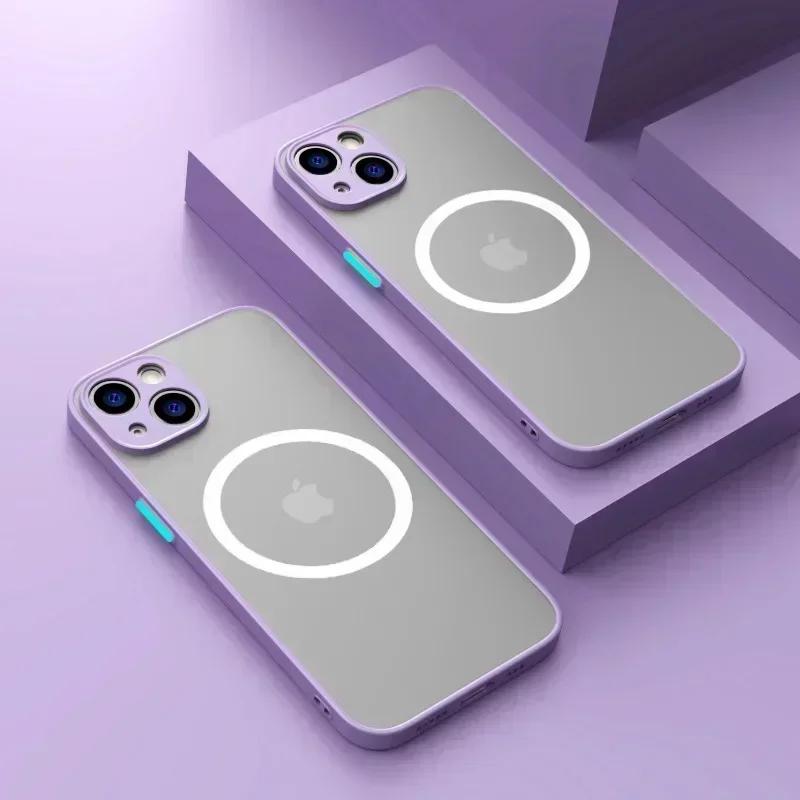 For For Iphone 16 15 14 13 12 11 Pro Max Plus Mini X XS Case Wireless Charge Magnetic For Magsafe Skin Matte Back Cover Shell Fundas