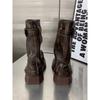 Women Fashion Boots European Leather Square Toe Maillard Western Cowboy Thick Soled Boots Motorcycle Short Boots