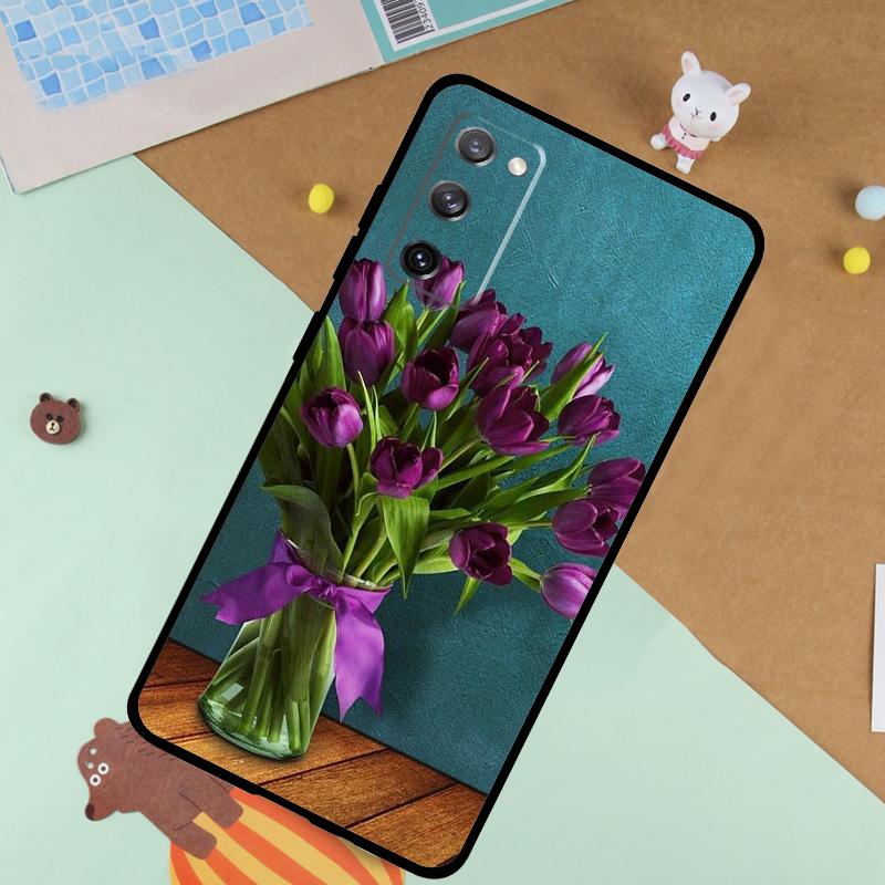Spring Tulips Flower Case For Samsung Galaxy S23 S22 Ultra S21 S20 FE S8 S9 S10 Note 10 Plus Note 20 Ultra Cover
