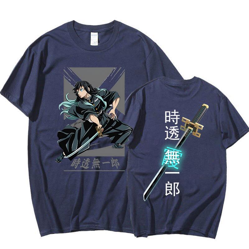 New Anime Tokitou Muichirou Print Short Sleeve T Shirts Women's Men's Crew Neck T-shirts Summer Comfy Soft Tees Tops