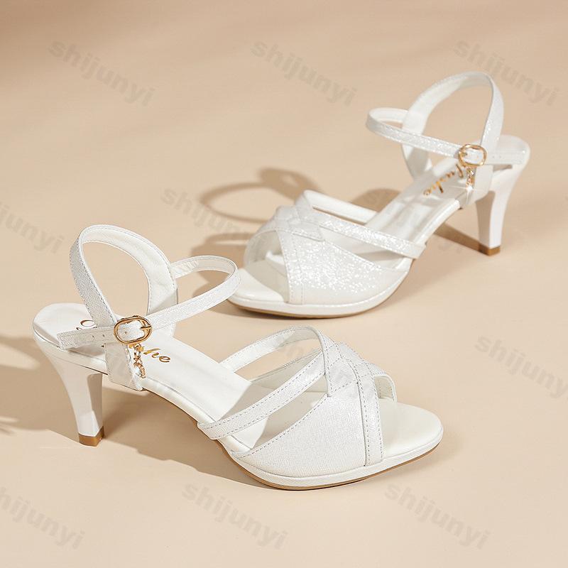 Fashion Sandals for Women's 2025 New Summer Elegant Temperament High Heels Coarse Heels Fish Mouth Breathable Comfortable Fashion Pumps