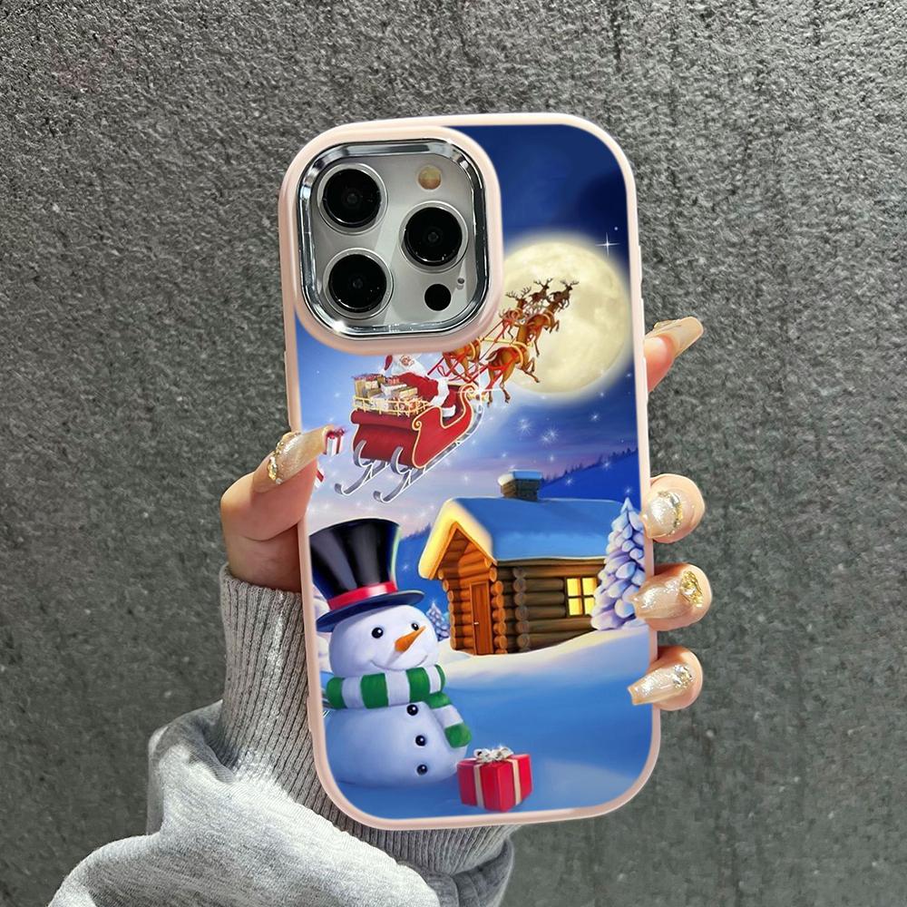 N103 Neujahr Frohe Weihnachten Design Art Weiche Telefonhüllen für iPhone 16 Pro Xiaomi 11 Lite Redmi 13C Note 11s Plating Rahmen Kameraschutz Rückseite