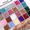 24 Grid Nail Art Acrylic Flat Bottom Resin Nail Art Drill Fluorescent Ab Resin Drill Diy Jewelry Accessories