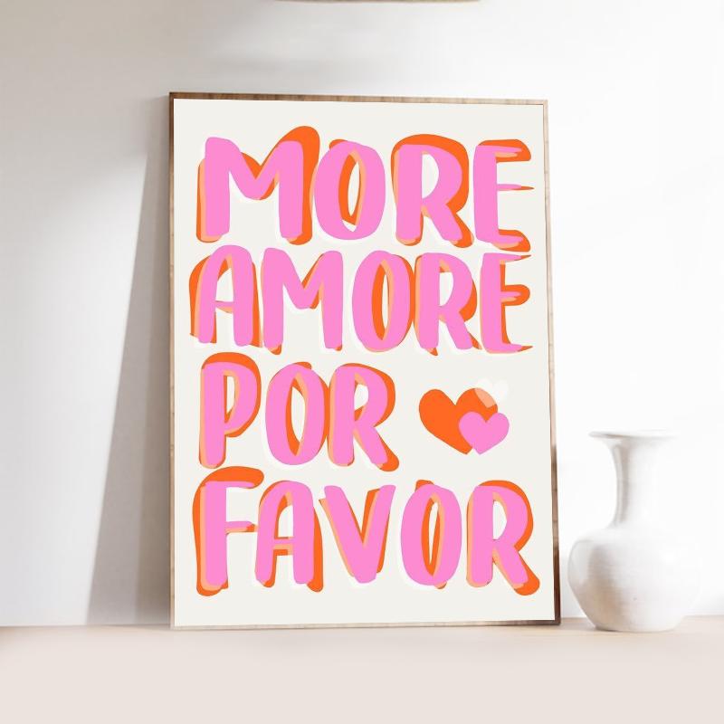 Pink Love Heart and Playing Cards Preparatory Student Canvas Print Poster Bauhaus Wall Art Poster Coffee House Bar Home Decor