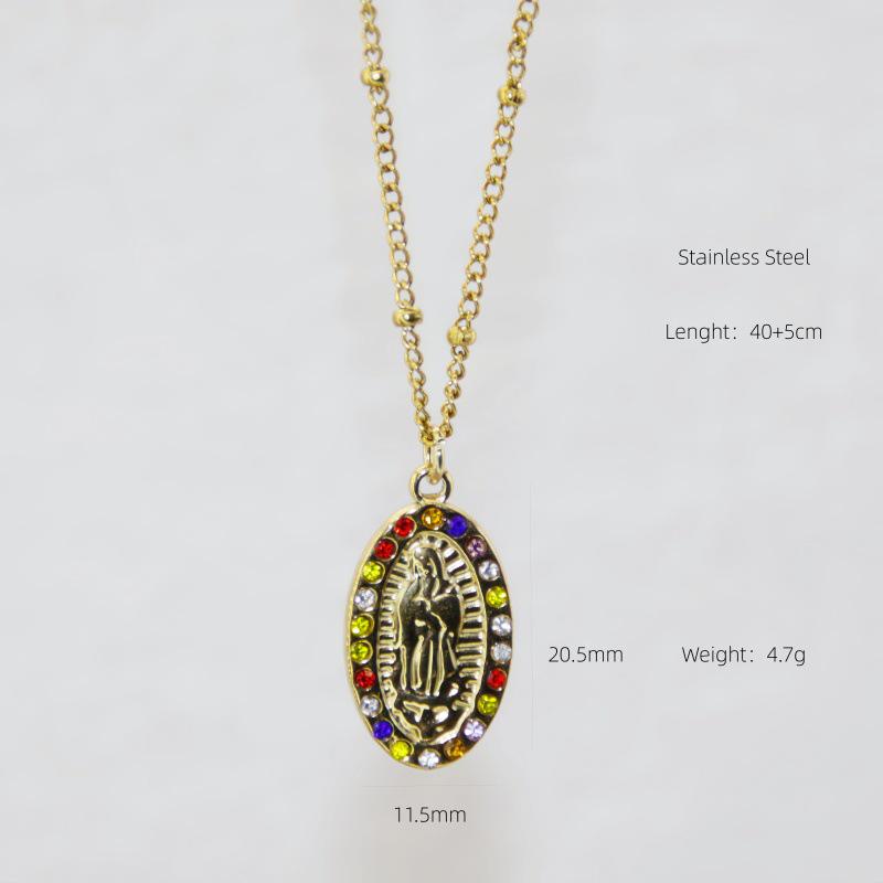 Virgin Mary Zircon Clavicle Necklace - European & American Fashion, Titanium Steel Jewelry