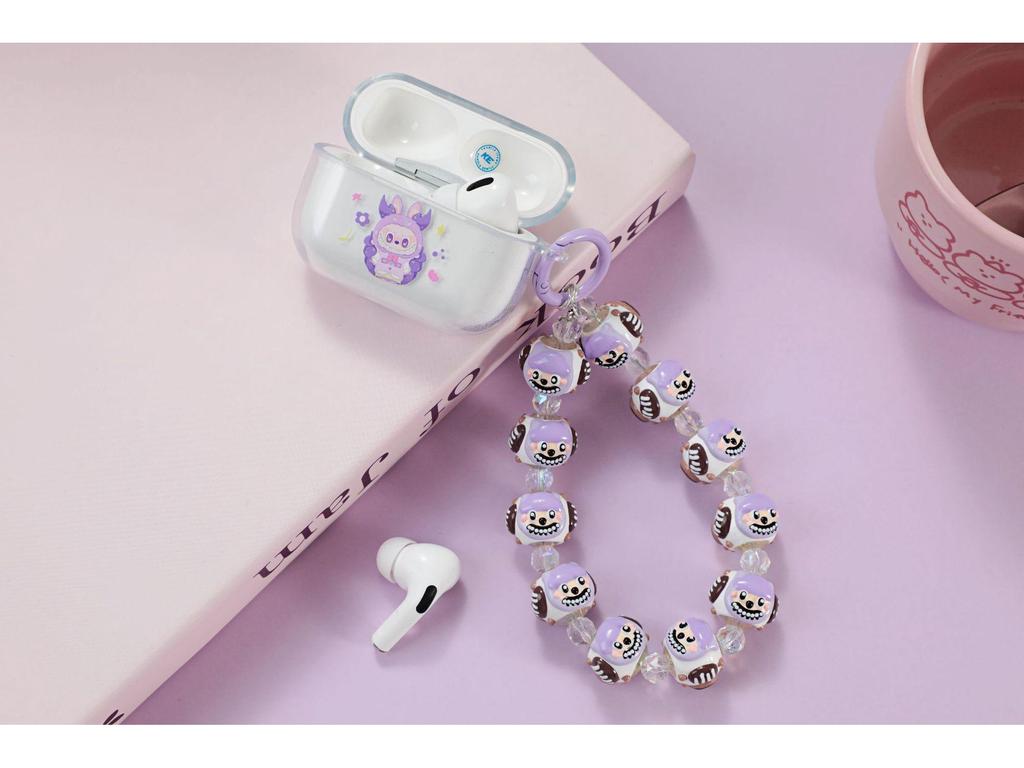 TWS-K44 Wireless Bluetooth Earphones with DIY Hand-Painted Beaded Keychain Case