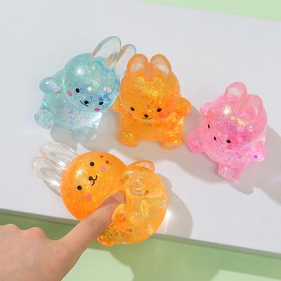 Kaninchen Quetschspielzeug mit Glitzer Klar Zeichentrick Frosch Form Stressabbau Sensorisches Spielzeug Angstlindernd Langsam Aufgehend Stressball Handspielzeug