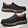 Men's Waterproof Slip On Faux Leather Hiking Shoes for Male Outdoor Non-Slip Walking Sneakers Casual Loafers Work Shoes Comfortable Short Boots
